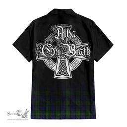 ScotsTee Shop Scottish MacEwan Clan Crest Tartan Alba Gu Brath Celtic Inspired Tartan Short Sleeve Shirt