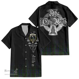 ScotsTee Shop Scottish MacInnes Clan Crest Tartan Alba Gu Brath Celtic Inspired Tartan Short Sleeve Shirt