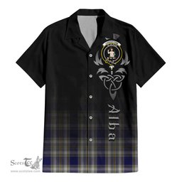 ScotsTee Shop Scottish Livingston Dress Clan Crest Tartan Alba Gu Brath Celtic Inspired Tartan Short Sleeve Shirt