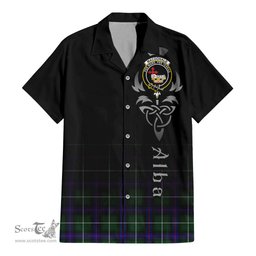 ScotsTee Shop Scottish MacDonald of the Isles Hunting Modern Clan Crest Tartan Alba Gu Brath Celtic Inspired Tartan Short Sleeve Shirt