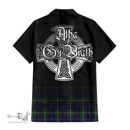 ScotsTee Shop Scottish MacDonald of the Isles Hunting Modern Clan Crest Tartan Alba Gu Brath Celtic Inspired Tartan Short Sleeve Shirt