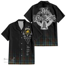 ScotsTee Shop Scottish MacTavish Hunting Clan Crest Tartan Alba Gu Brath Celtic Inspired Tartan Short Sleeve Shirt