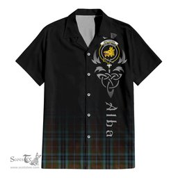 ScotsTee Shop Scottish MacTavish Hunting Clan Crest Tartan Alba Gu Brath Celtic Inspired Tartan Short Sleeve Shirt