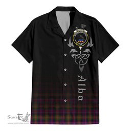 ScotsTee Shop Scottish MacDonell of Glengarry Modern Clan Crest Tartan Alba Gu Brath Celtic Inspired Tartan Short Sleeve Shirt