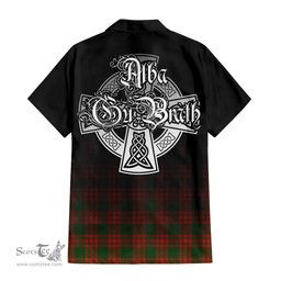 ScotsTee Shop Scottish Menzies Green Modern Clan Crest Tartan Alba Gu Brath Celtic Inspired Tartan Short Sleeve Shirt