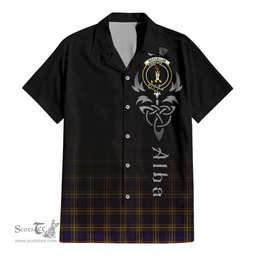 ScotsTee Shop Scottish MacLellan Modern Clan Crest Tartan Alba Gu Brath Celtic Inspired Tartan Short Sleeve Shirt