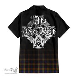 ScotsTee Shop Scottish MacLellan Modern Clan Crest Tartan Alba Gu Brath Celtic Inspired Tartan Short Sleeve Shirt