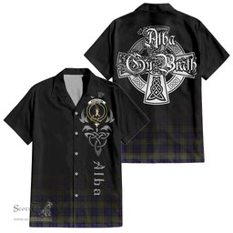 ScotsTee Shop Scottish MacLellan Clan Crest Tartan Alba Gu Brath Celtic Inspired Tartan Short Sleeve Shirt