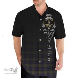 ScotsTee Shop Scottish MacLellan Clan Crest Tartan Alba Gu Brath Celtic Inspired Tartan Short Sleeve Shirt