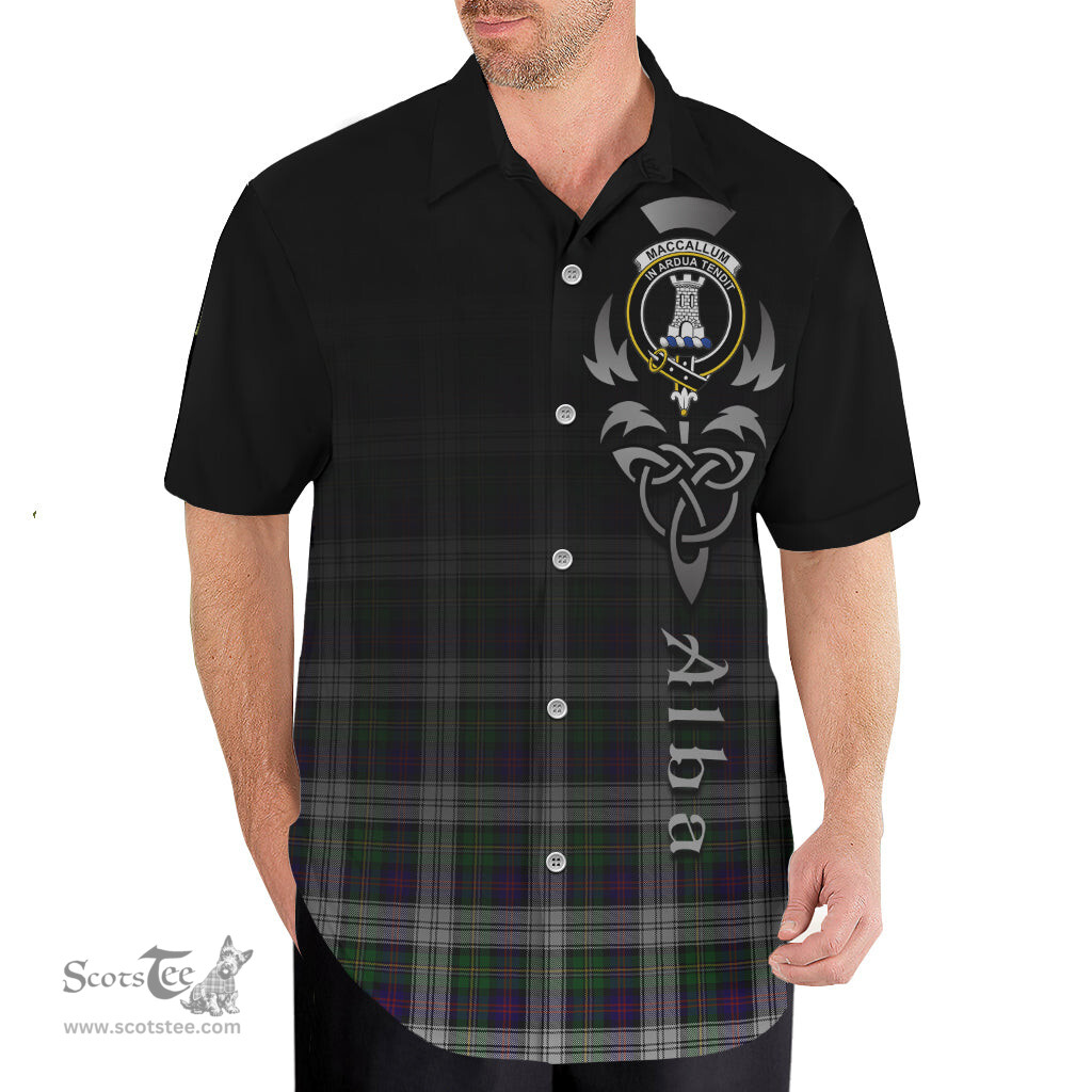 ScotsTee Shop Scottish MacCallum Dress Clan Crest Tartan Alba Gu Brath Celtic Inspired Tartan Short Sleeve Shirt