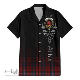 ScotsTee Shop Scottish Kelly of Sleat Red Clan Crest Tartan Alba Gu Brath Celtic Inspired Tartan Short Sleeve Shirt