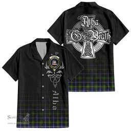 ScotsTee Shop Scottish MacNeil of Barra Modern Clan Crest Tartan Alba Gu Brath Celtic Inspired Tartan Short Sleeve Shirt