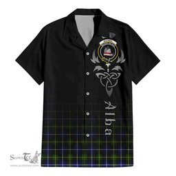 ScotsTee Shop Scottish MacNeil of Barra Modern Clan Crest Tartan Alba Gu Brath Celtic Inspired Tartan Short Sleeve Shirt