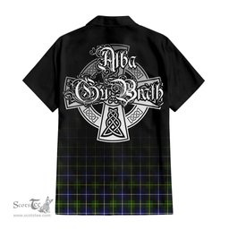 ScotsTee Shop Scottish MacNeil of Barra Modern Clan Crest Tartan Alba Gu Brath Celtic Inspired Tartan Short Sleeve Shirt