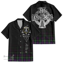 ScotsTee Shop Scottish Malcolm Clan Crest Tartan Alba Gu Brath Celtic Inspired Tartan Short Sleeve Shirt
