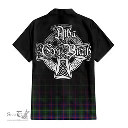 ScotsTee Shop Scottish Malcolm Clan Crest Tartan Alba Gu Brath Celtic Inspired Tartan Short Sleeve Shirt