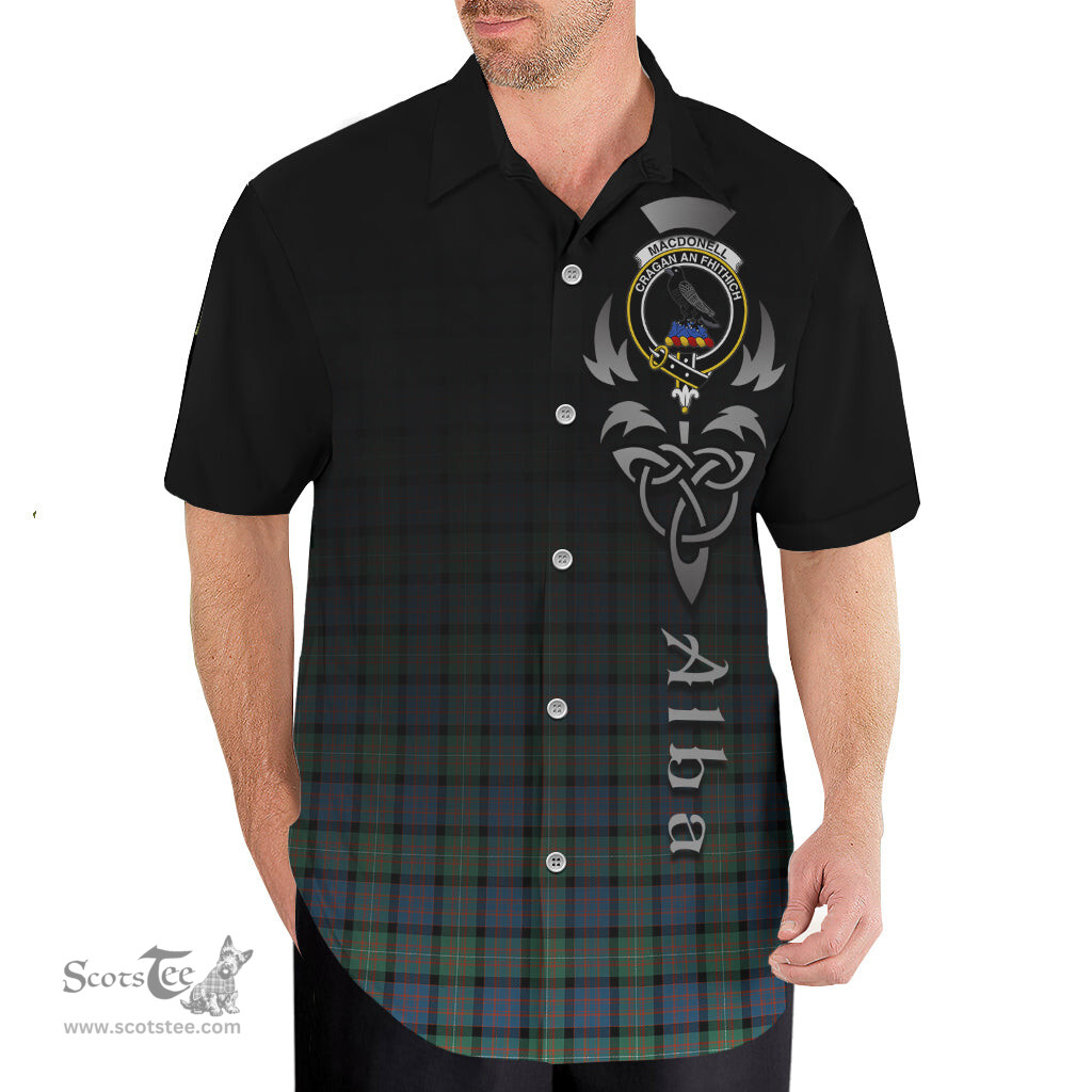 ScotsTee Shop Scottish MacDonell of Glengarry Ancient Clan Crest Tartan Alba Gu Brath Celtic Inspired Tartan Short Sleeve Shirt