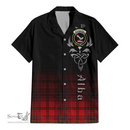 ScotsTee Shop Scottish MacDougall Modern Clan Crest Tartan Alba Gu Brath Celtic Inspired Tartan Short Sleeve Shirt