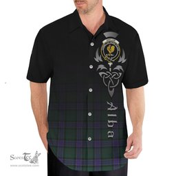ScotsTee Shop Scottish Sinclair Hunting Modern Clan Crest Tartan Alba Gu Brath Celtic Inspired Tartan Short Sleeve Shirt