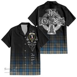 ScotsTee Shop Scottish Napier Ancient Clan Crest Tartan Alba Gu Brath Celtic Inspired Tartan Short Sleeve Shirt