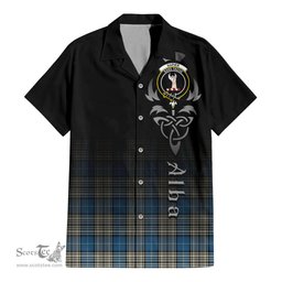 ScotsTee Shop Scottish Napier Ancient Clan Crest Tartan Alba Gu Brath Celtic Inspired Tartan Short Sleeve Shirt