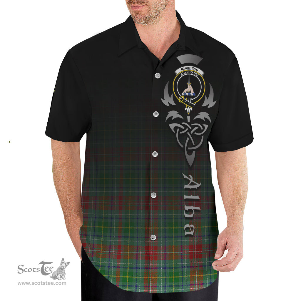 ScotsTee Shop Scottish Muirhead Clan Crest Tartan Alba Gu Brath Celtic Inspired Tartan Short Sleeve Shirt