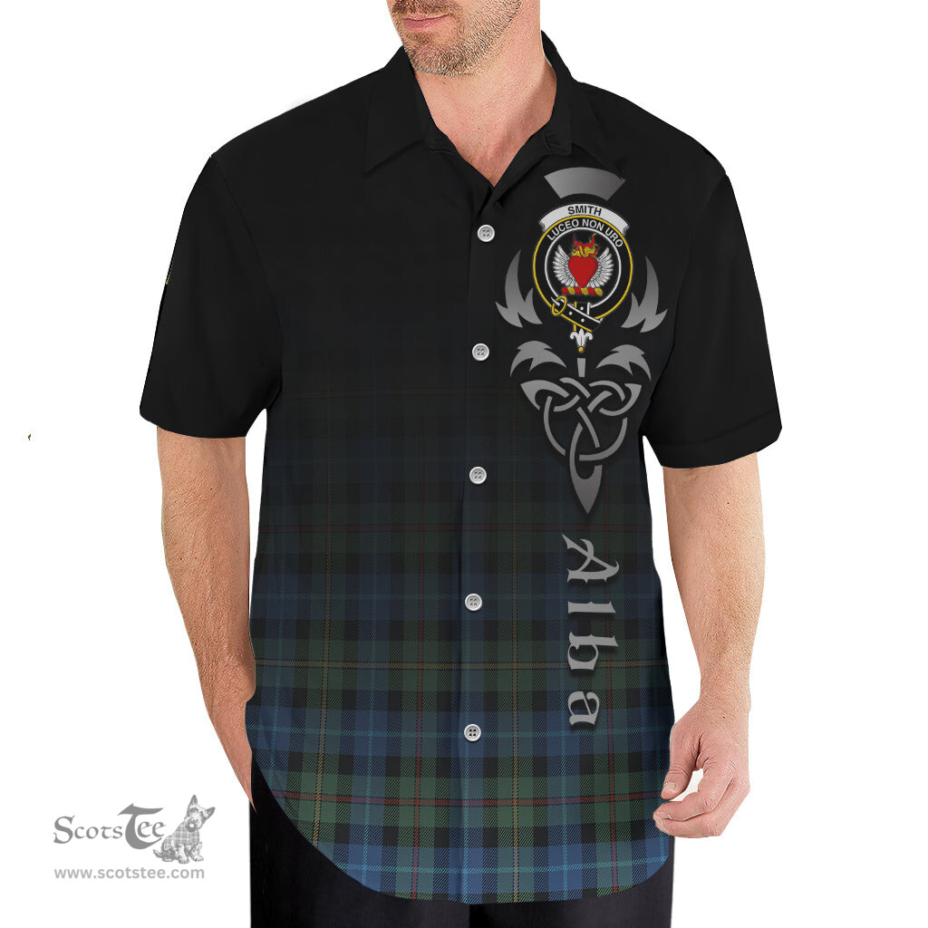 ScotsTee Shop Scottish Smith Ancient Clan Crest Tartan Alba Gu Brath Celtic Inspired Tartan Short Sleeve Shirt
