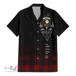 ScotsTee Shop Scottish Wemyss Clan Crest Tartan Alba Gu Brath Celtic Inspired Tartan Short Sleeve Shirt
