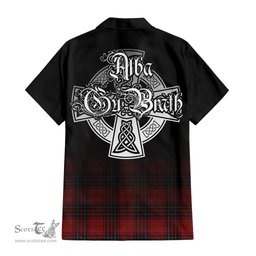 ScotsTee Shop Scottish Wemyss Clan Crest Tartan Alba Gu Brath Celtic Inspired Tartan Short Sleeve Shirt