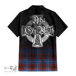 ScotsTee Shop Scottish Spalding Clan Crest Tartan Alba Gu Brath Celtic Inspired Tartan Short Sleeve Shirt