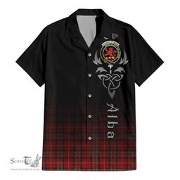 ScotsTee Shop Scottish Stuart of Bute Clan Crest Tartan Alba Gu Brath Celtic Inspired Tartan Short Sleeve Shirt