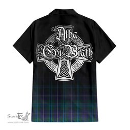 ScotsTee Shop Scottish Sandilands Clan Crest Tartan Alba Gu Brath Celtic Inspired Tartan Short Sleeve Shirt