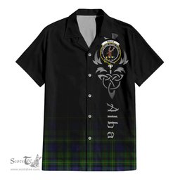 ScotsTee Shop Scottish Rollo Clan Crest Tartan Alba Gu Brath Celtic Inspired Tartan Short Sleeve Shirt