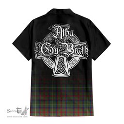 ScotsTee Shop Scottish Shaw Green Modern Clan Crest Tartan Alba Gu Brath Celtic Inspired Tartan Short Sleeve Shirt