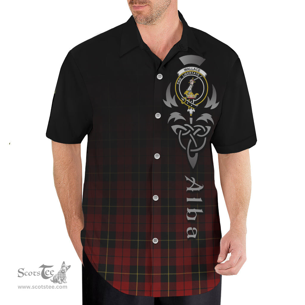 ScotsTee Shop Scottish Wallace Clan Crest Tartan Alba Gu Brath Celtic Inspired Tartan Short Sleeve Shirt