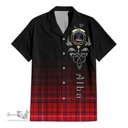ScotsTee Shop Scottish Rose Modern Clan Crest Tartan Alba Gu Brath Celtic Inspired Tartan Short Sleeve Shirt