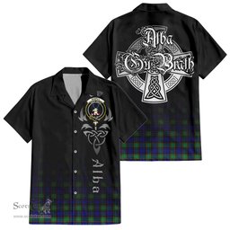 ScotsTee Shop Scottish Sempill Modern Clan Crest Tartan Alba Gu Brath Celtic Inspired Tartan Short Sleeve Shirt