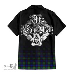 ScotsTee Shop Scottish Sempill Modern Clan Crest Tartan Alba Gu Brath Celtic Inspired Tartan Short Sleeve Shirt