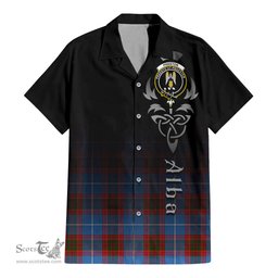 ScotsTee Shop Scottish Preston Clan Crest Tartan Alba Gu Brath Celtic Inspired Tartan Short Sleeve Shirt
