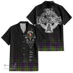 ScotsTee Shop Scottish Whitefoord Modern Clan Crest Tartan Alba Gu Brath Celtic Inspired Tartan Short Sleeve Shirt