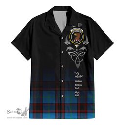 ScotsTee Shop Scottish Wedderburn Clan Crest Tartan Alba Gu Brath Celtic Inspired Tartan Short Sleeve Shirt