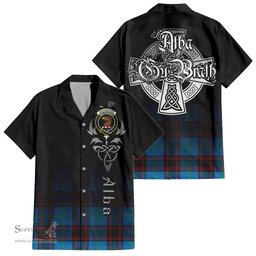 ScotsTee Shop Scottish Wedderburn Clan Crest Tartan Alba Gu Brath Celtic Inspired Tartan Short Sleeve Shirt