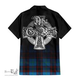 ScotsTee Shop Scottish Wedderburn Clan Crest Tartan Alba Gu Brath Celtic Inspired Tartan Short Sleeve Shirt