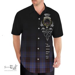 ScotsTee Shop Scottish Rutherford Clan Crest Tartan Alba Gu Brath Celtic Inspired Tartan Short Sleeve Shirt