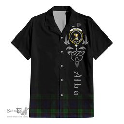 ScotsTee Shop Scottish Stewart Old Clan Crest Tartan Alba Gu Brath Celtic Inspired Tartan Short Sleeve Shirt