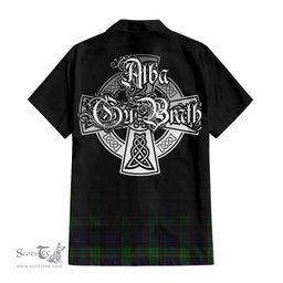 ScotsTee Shop Scottish Stewart Old Clan Crest Tartan Alba Gu Brath Celtic Inspired Tartan Short Sleeve Shirt