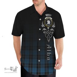 ScotsTee Shop Scottish Ramsay Blue Hunting Clan Crest Tartan Alba Gu Brath Celtic Inspired Tartan Short Sleeve Shirt