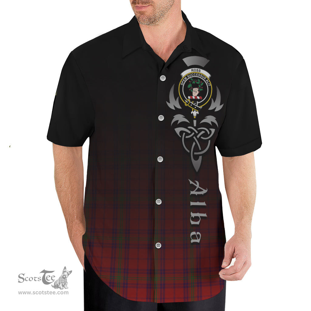 ScotsTee Shop Scottish Ross Old Clan Crest Tartan Alba Gu Brath Celtic Inspired Tartan Short Sleeve Shirt