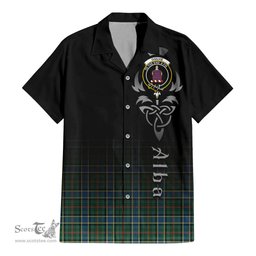 ScotsTee Shop Scottish Ogilvie (Ogilvy) Hunting Ancient Clan Crest Tartan Alba Gu Brath Celtic Inspired Tartan Short Sleeve Shirt