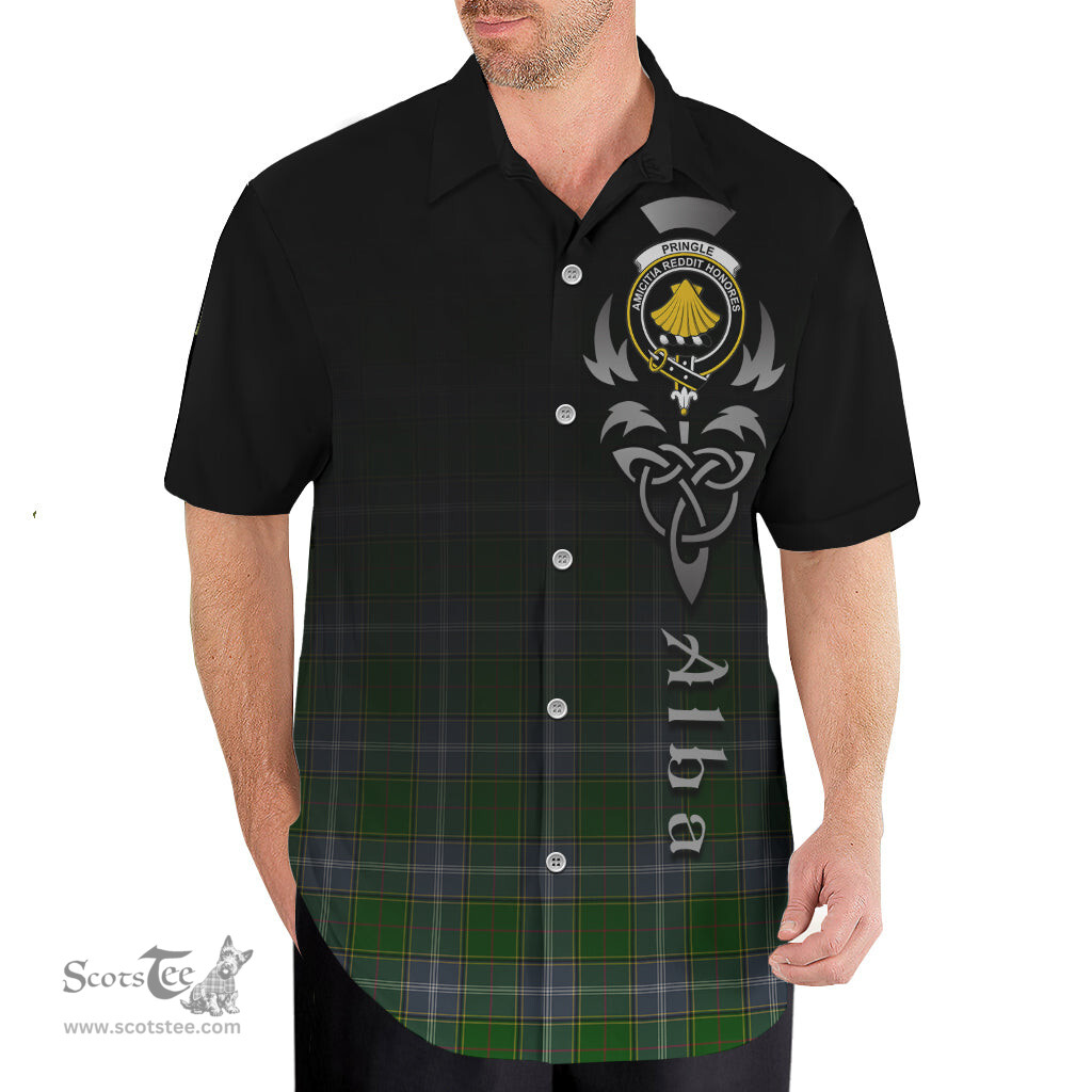 ScotsTee Shop Scottish Pringle Clan Crest Tartan Alba Gu Brath Celtic Inspired Tartan Short Sleeve Shirt